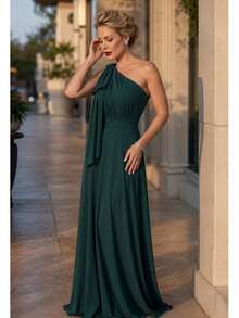 Long Dress For Bridesmaid Wedding Graduation Light Party - Emerald Green - View 4