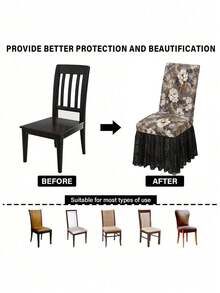 1pc Solid Color Milk Silk High Back Lace Mesh Banquet Wedding Chair Cover, Romantic Modern Elastic Dust-Proof Anti-Slip All-Season Universal Suitable For Living Room Dining Room Home Chair Decoration Cover - Multicolor - View 8