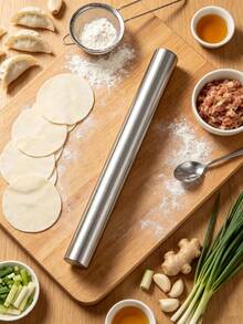 Smooth Stainless Steel Rolling Pin, One-Piece Molded Dough Roller, Non-Stick And Easy To Clean, Suitable For Dumplings, Pies, Pizza, Cookies Baking, Multiple Sizes Available, Suitable For Home And Outdoor Baking, Perfect For Halloween, Christmas, Thanksgiving Party Food And Dough Preparation - View 3