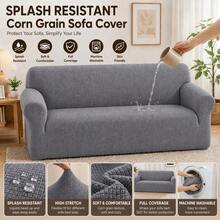 Splash Resistant Corn Grain Textured Sofa Cover, 360 Full Wrap Elastic Anti-Scratch Pet Friendly Couch Slipcover, Machine Washable Universal Sofa Protector For 1/2/3/4 Seater Sofa - Light Grey - View 2