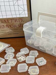 Transparent Portable Small Jewelry Storage Box, Desktop Organizer Box, Anti-Oxidation Jewelry Box With Lid, Square Earring Stud Storage Box, Multi-Function Small Pill Box, Waterproof Pendant Bracelet Ring Necklace Jewelry Box - Multicolor - View 4