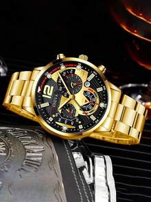 5pcs/Set Casual Business Men's Watch Set, Stainless Steel With Calendar, Best Gift For Father/Boyfriend, Suitable For Daily Wear - Multicolor - View 11