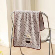 1pc/2pcs Approx. 14*29in/28*55in Pink Leopard Print Towel, Cute Embroidered Rabbit Pattern Coral Fleece Bath Towel + Face Towel, Super Soft High Absorbency Quick Dry Thick Non-Shedding Towel, Suitable For Bathroom, Home, Travel, Back To School - Light Grey - View 14