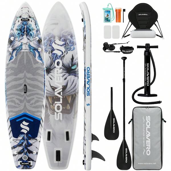 Premium aufblasbares SUP Board Set, Stand Up Paddling Board mit universeller Kamerahalterung, verstellbares Paddel & komplettem Zubehör, doppellagiges PVC, hohe Stabilität, belastbar bis 200kg, geeignet für Anfänger und Fortgeschrittene