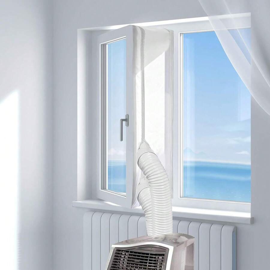 Portable Air Conditioner Window Seal Adjustable Connector For Sliding Door And Window Openings Universal AC Hose Seal Cloth With Zipper And Adhesive Fasteners Upgraded Cuff Design Compatible With Various Portable Cooling Units Easy Installation