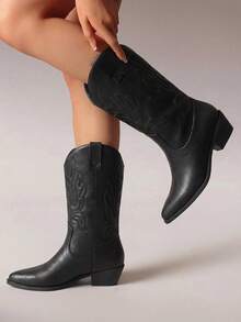 Women Mid-Calf Boots - Black - View 4
