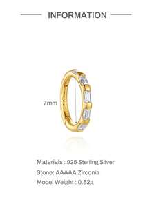 1Pc 925 Sterling Silver Gold Plated Hoop Earring Ear Cartilage Nose Rings Piercing Hypoallergenic Jewelry For Birthday Wedding Bridal Gift Men Women - Gold - View 18
