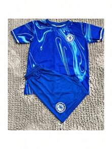 CONJUNTO DE TIME INFANTIL CHELSEA AZUL  CAMISA E SHORTS ROUPAS DE CRIANÇAS - Azul - Visão 1