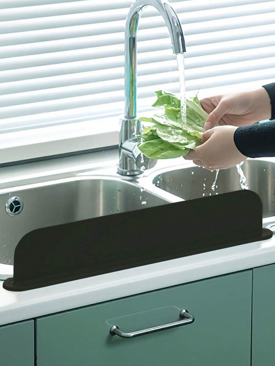 Kitchen Silicone Water Splash Guard, Strong Adsorption Water Barrier Strip, Sink Countertop Splash Guard, Dishwashing Basin Water Barrier, Household Silicone Water Barrier Strip, Washbasin Waterproof Partition, Easy Installation Anti-Overflow Guard, Multi-Color Waterproof Silicone Water Guard