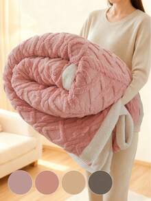 1pc Taffeta Trim Solid Color Plush Blanket, Super Soft Lightweight Comfortable Warm, Easy Care, Home Essential, Home Textile, Multiple Colors Or Sizes Available, Sofa Decoration, Room Decor, Back To School Multi-Purpose Blanket - Multicolor - View 9