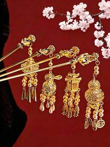 1pc Pearl Tassel Lantern Hair Pin Vintage Chinese Style Bun Hair Accessory Exquisite Hair Decoration Suitable For Festival Party Outfit Matching - Multicolor - View 11