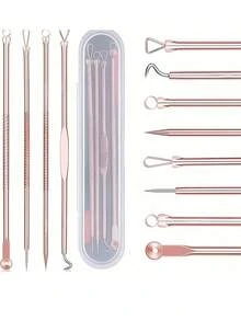 OBOVAY 4pcs Blackhead & Acne Remover Kit, Pimple & Blackhead Removal Needle, Facial Skin Pore Cleaning Tool Set - Rose Gold - View 1