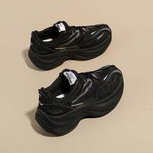 NBCT Women's Chunky Sneakers Thick Sole Height-Increasing Mesh Breathable Outdoor Casual Shoes - Black - View 5