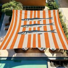 1pc Fresh Polyester Sun Shade Cloth With Metal Reinforced Grommets, Outdoor Privacy Screen, Heat Insulation Canopy Cover, Sun Protection Shade Fabric For Patio, Balcony, Garden, Pool, Camping, Rainproof, Windproof, Privacy Fence, Awning - Orange - View 1