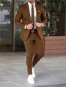 Men Suits - ブラウン - チェックする 1