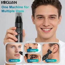 Miguan 4-In-1 Multifunctional Electric Shaving Kit: USB Rechargeable Nose Hair Trimmer, Beard Trimmer, Eyebrow Trimmer And Sideburn Trimmer, For Men's Grooming, 500mAh Battery Capacity - Black - View 6