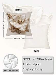 1pc Faux Embroidered Floral Throw Pillow Cover, Digital Printed Soft Short Plush, Zipper Closure, Suitable For Living Room, Bedroom, Office Decor - Hand Washable (Pillow Insert Not Included), Decorative Pillow - Multicolor - View 3