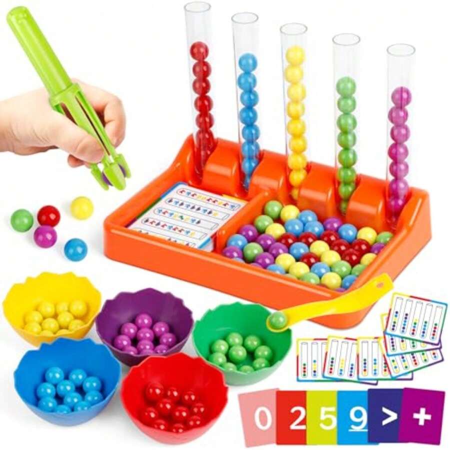 Aizweb - Juguetes de recuento y clasificación de color para niños pequeños, pinzas de clasificación de color, actividades de aprendizaje de jardín de infancia preescolar Montessori, manipuladores - como en la imagen - Ver 1