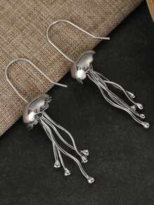 Unique Jellyfish Shaped Earrings, Fashionable Appearance, Stylish And Unique, Ideal Jewelry For Dating Occasions - Silver - View 3