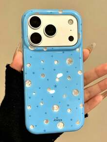 Casing Ponsel Motif Polka Dot Gletser Kompatibel dengan iPhone 17 Pro Max 17 Pro 16 Pro Max 15 Pro Max 14 13 12 11 Pro Max Pelindung Belakang - Biru - View 3