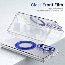 VIETAO 360° Rotating Invisible Stand Transparent Material Phone Case, Compatible With Samsung Galaxy Z Fold 8 Ultra 7 6 5 4 Fold7, With Tempered Glass Screen Protector - Blue - View 6