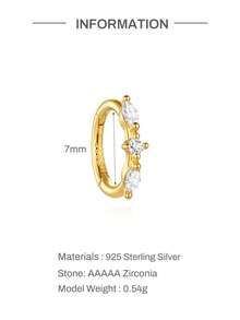 1Pc 925 Sterling Silver Gold Plated Hoop Earring Ear Cartilage Nose Rings Piercing Hypoallergenic Jewelry For Birthday Wedding Bridal Gift Men Women - Gold - View 23