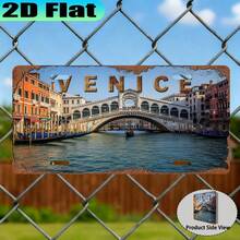 2D Flat Print, 1pc, Vintage Venice Sign Plate, Retro Urban Style, Travel Enthusiast Gift, Souvenir Gift, Suitable For Entryway Wall And Living Room Decor, For Decorative Use Only (Random Style) - A - View 7