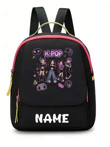 Personalized Back To School Backpack, Casual Versatile Music Idol Theme Print, Zipper Closure Nylon Material, Adjustable Shoulder Straps, Hand-Carry, Dancing, Shopping, Outdoor Trips, Birthday Gift, Aesthetic, Fandom-Core, Concert Essentials - Multicolor - View 30