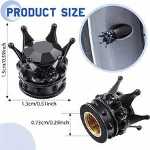 4 Pack Crown Tire Stem Caps Bling Handmade Attractive Accessories Car Deocr (Black) - 1 - View 2