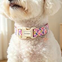 Pink Purple Bowknot Print Dog Collar, Adjustable No-Choke, Universal For All Dog Breeds, With Bowknot Metal Charm, Suitable For Christmas, Valentine's Day, St. Patrick's Day - Pink - View 3