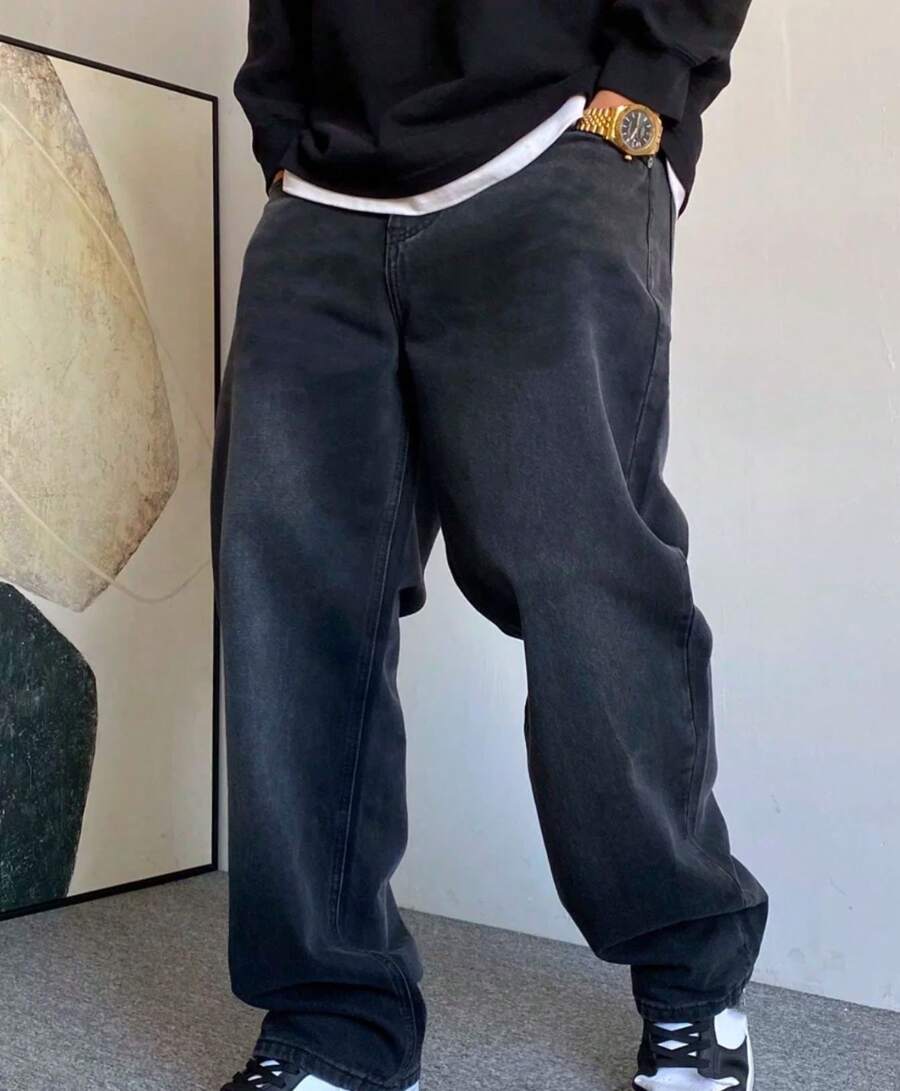 Bag Balloon Jeans Wide Straight Cut Carpenter UNISEX - Dark Grey - View 1