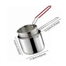 Stainless Steel Mini Frying Pan, Deep Fryer, Small Household Oil Pot With Strainer, Mini Frying Pan Suitable For Induction Cooktop, Used For Heating Milk, Frying French Fries, Chicken, Rice, Cauliflower, Chicken Nuggets And Other Ingredients, Convenient And Practical Small Frying Pan - View 13