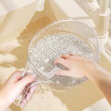 1pc Multifunctional Colander With Handle, 2-In-1 Design, Can Be Used As Vegetable Washing Basket, Rice Washing Basket, Strainer And Fruit Bowl, Suitable For Kitchen Sink, Also Suitable For Washing Rice, Preparing Salad And Draining Noodles - Clear - View 6