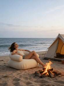 1pc Portable Inflatable Outdoor Leisure Chair, Soft Comfortable U-Shaped Slouchy Sofa Chair, Breathable PVC, Ergonomic Design Modern Lightweight Compact Seat, Outdoor Leisure Lounge Chair Sofa, Suitable For Living Room, Balcony, Camping - New Model - View 9