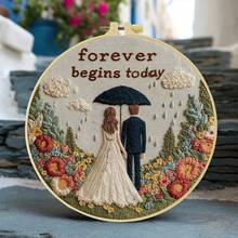 1PC 20*20cm/7.9*7.9in,A Beautiful Wedding Embroidery Kit, DIY Handmade Embroidery Set For Adult Beginners, Home Gift, Women's Sewing Gift, Including User Manual, Printed Pattern Fabric, Embroidery Frame, Needle And Thread. - A - View 17