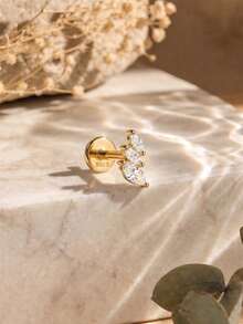 1Pc 925 Sterling Silver Gold Plated Hoop Earring Ear Cartilage Nose Rings Piercing Hypoallergenic Jewelry For Birthday Wedding Bridal Gift Men Women - Gold - View 3