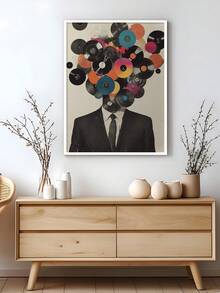 1pc Vintage Vinyl Record Store Wall Art, Retro Music Album Poster, Vintage Collage Suit Man DJ Pop Art, Bedroom Decor, Living Room Decor, Dorm Decor, Wall Art, Wall Decor, Home Decor, Room Decor, Canvas Wall Art, Poster, Frame Optional - 1PCS - View 6