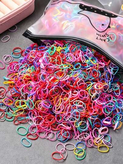 Rainbow Bright Disposable Hair Ties, Flexible Thin Rubber Bands, Daily Casual Hair Accessories, Suitable For Little Girls, Ideal Gift For Holidays And Birthdays