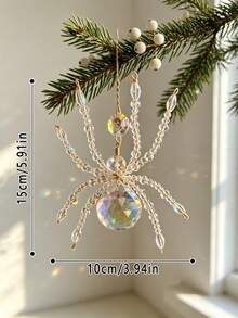 1pc Halloween Christmas Crystal Spider Suncatcher, Beaded Spider Pendant Crystal Prism, Rainbow Maker Window Hanging Decor, Home Indoor Tree Party Decoration - Crystal Spider - View 10