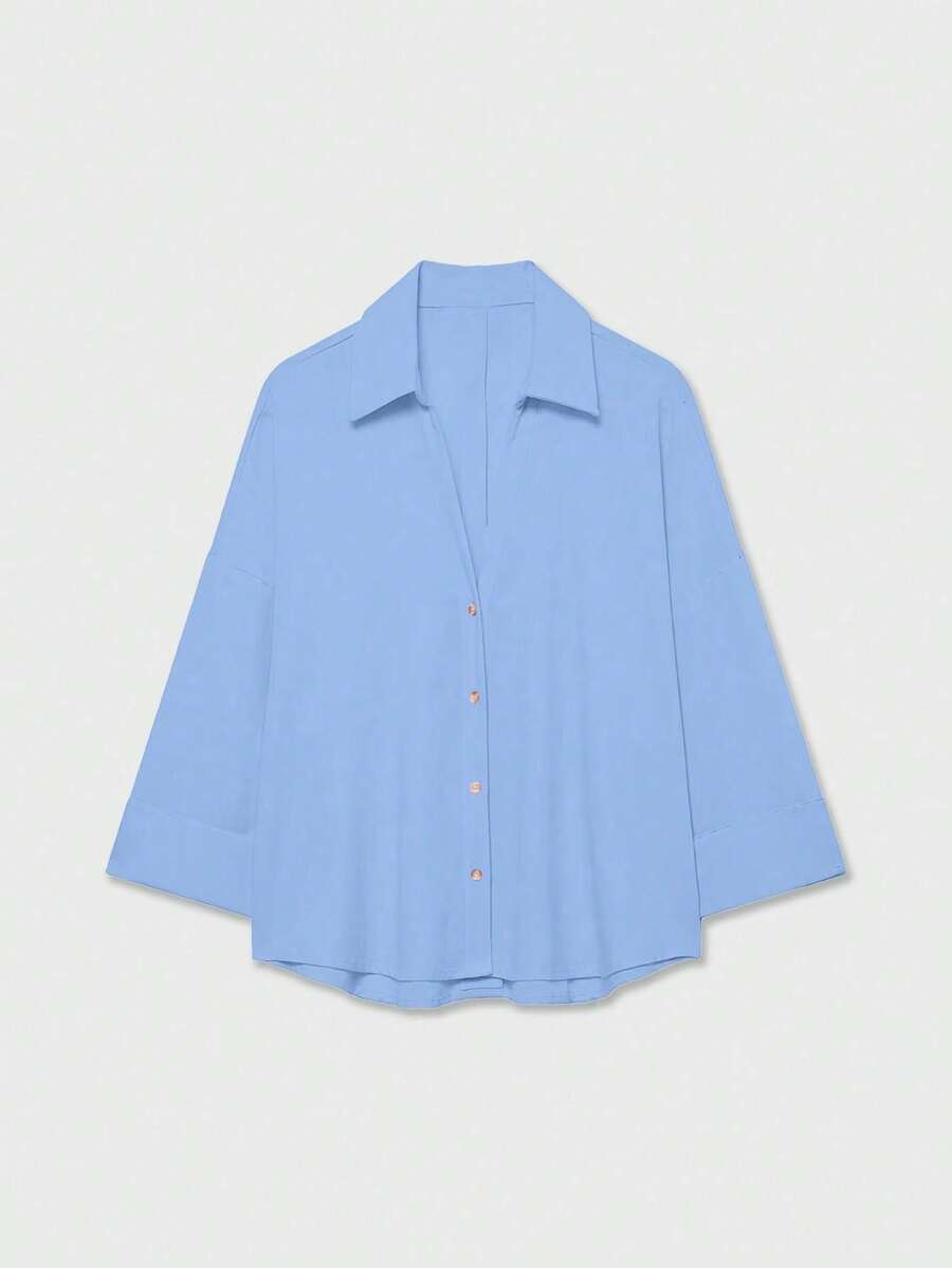 Women Blouses & Shirts - 柔和的霧藍色 - 查看 1