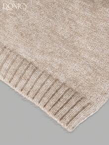 DONICY Women's Oat Turtleneck Halter Sleeveless Knit Sweater Vest, Elegant Outfit For Spring Autumn Inner Wear - Camel - View 4
