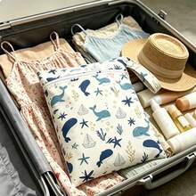 Waterproof Dry-Wet Separation Bag, Cute Blue Whale Print Swim Bag With Lanyard, Portable Beach Storage Bag For Swimwear, Diapers, Travel, Fitness And Toiletries - Multicolor - View 5
