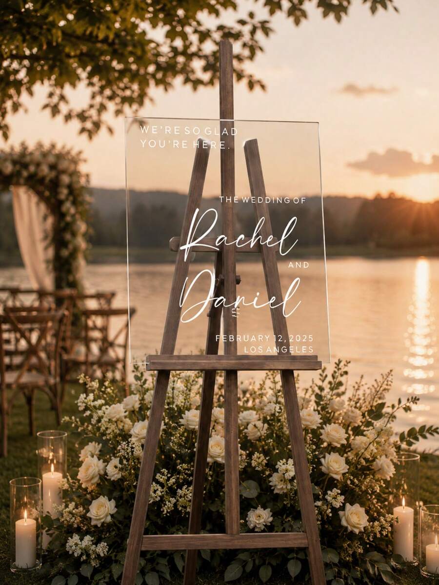 Photo Wedding Welcome Sign, Wedding Rehearsal Sign, Modern Wedding Sign, Acrylic Welcome Sign, Wedding Photo Sign, Welcome To Our Wedding - Multicolor - View 1