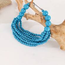 European & American African Cross-Border Bohemian Multi-Layer Colorful Wooden Bead Necklace - Turquoise - View 3