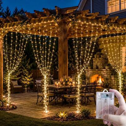 Halloween Decoration LED Hanging String Lights, Landscape Lighting, Sparkling Patio String Lights, Camping Decoration, 8 Lighting Modes Birthday Party And Holiday Indoor Wall Decoration String Lights, Outdoor Lights, Room Bedroom Living Room Bedroom Curtain String Lights, Birthday Party Decoration, Starry Garden Lights, Date Confession Decoration Romantic Atmosphere String Lights, Yard Fence, Railing Decoration String Lights, Garland Decoration String Lights, Battery Box Curtain Lights, Suitable For Christmas, Wedding, Party Fairy Tale Atmosphere Lighting And Curtain Decoration