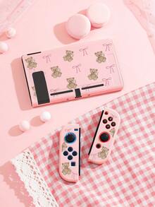 Cute Bear & Bow Pattern Switch 2 (2025)/Switch NS/Switch OLED Compatible Game Console Accessory Set, Game Console Protective Case/Dock Shell/Storage Bag, TPU Soft Shell, Beautiful & Practical, Portable Stand, Portable Travel, Anti-Drop & Anti-Scratch, Anti-Fouling, Fashionable & Romantic Gift - View 6