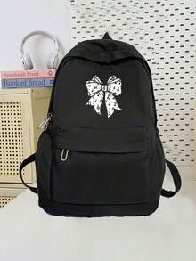 Musical Note Bowknot Print Backpack, Simple Fashion Large Capacity Casual Commute Backpack, Laptop Bag Travel Backpack Back To School Essential Suitable For Middle School, High School And College Students - Multicolor - View 4