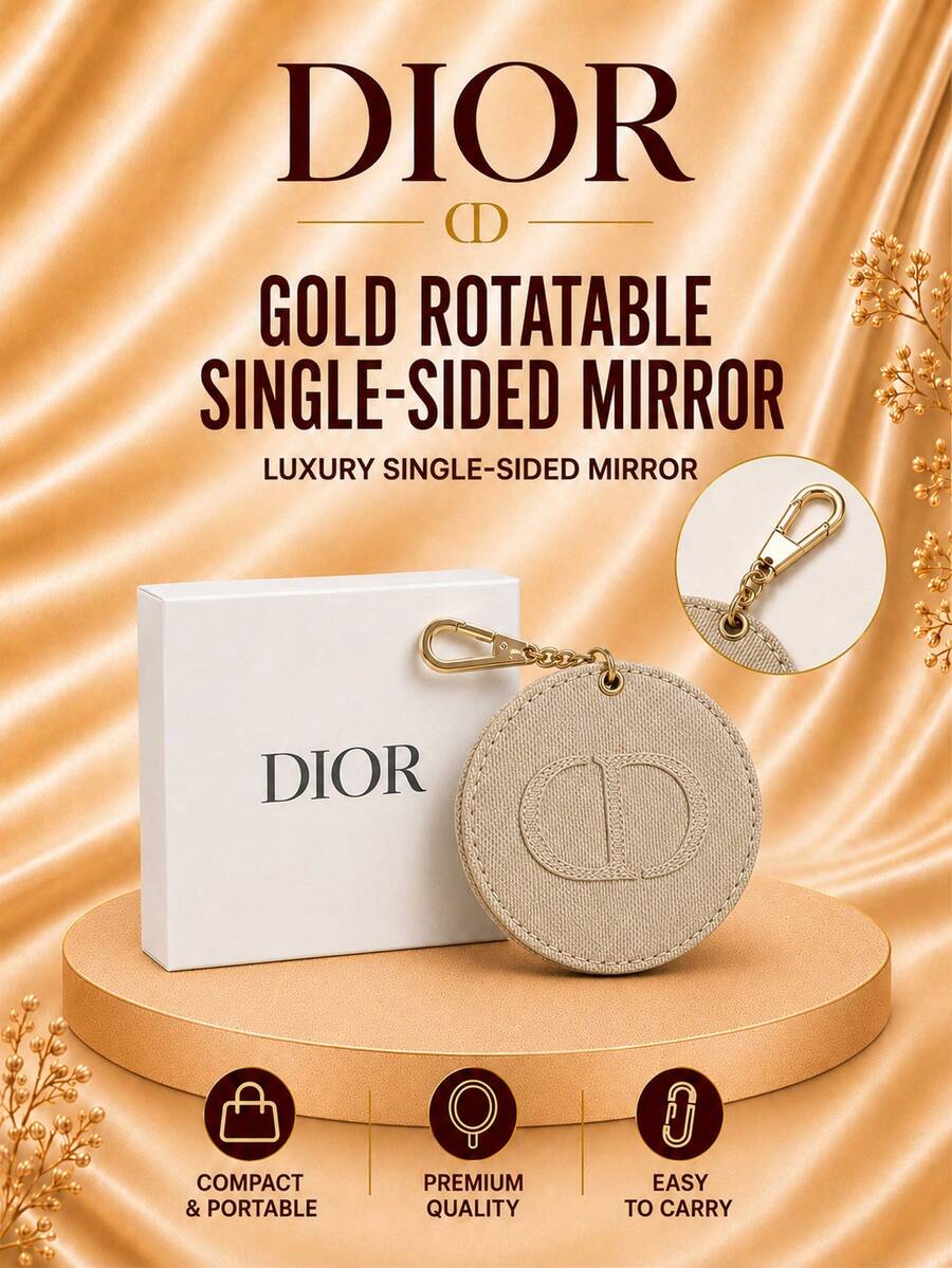 Dior 迪奧旋轉單面隨身圓鏡，單件售賣，布藝掛扣便攜耐用，日常補妝出行隨身使用