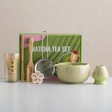 1件/7件日式窯燒抹茶茶具組，包含抹茶碗、抹茶刷、抹茶杯、攪拌棒、茶匙、茶碗組，抹茶沖泡工具，甜點與飲品製作工具 - 彩色 - 查看 8