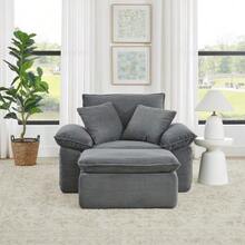 Boneless Couch With Sleeping Function – Cloud Couch Soft Upholstered, Single Seat Floor Sofa No Assembly Required With Footrest - Light Gray - View 6